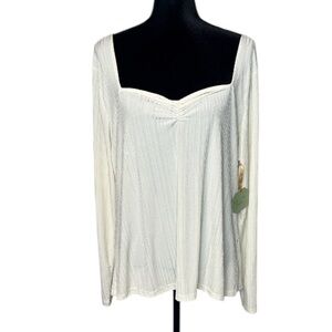 Ryegrass - “NWT” Elegant Ivory Ribbed Long Sleeve Top - Size 2X